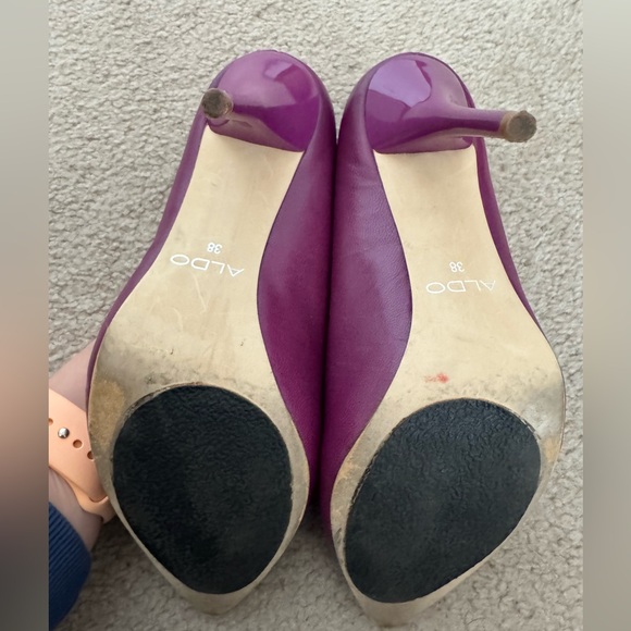 Aldo 100% leather heels, purple. size 38 - Picture 6 of 7